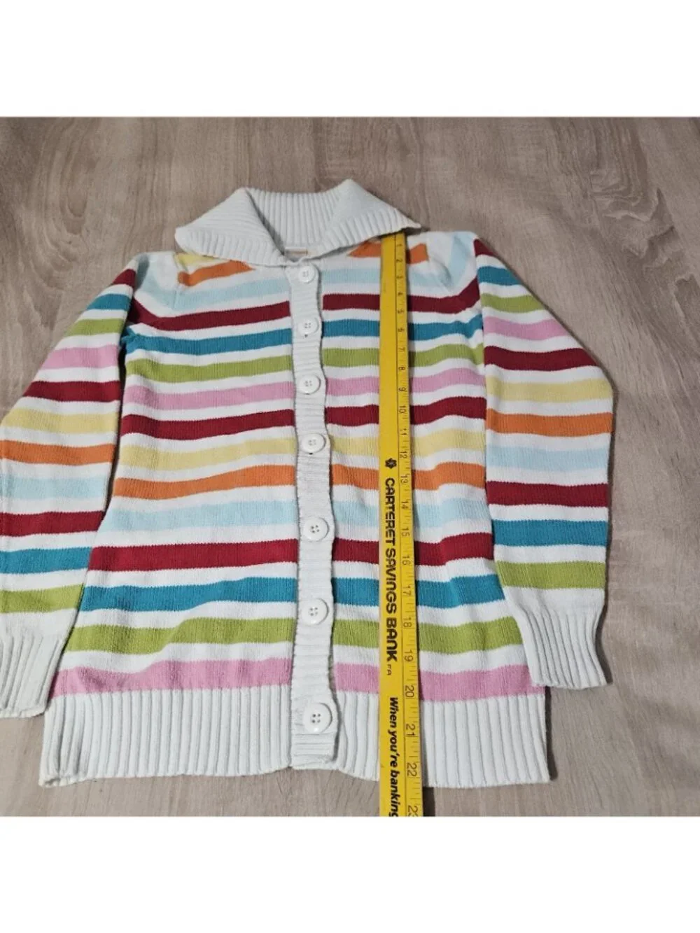 Gymboree Girls Size L 10-12 Rainbow Striped Cardigan Sweater Tie Back